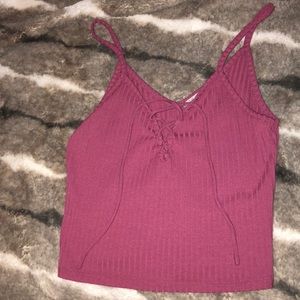 Pink tiny lace up tank